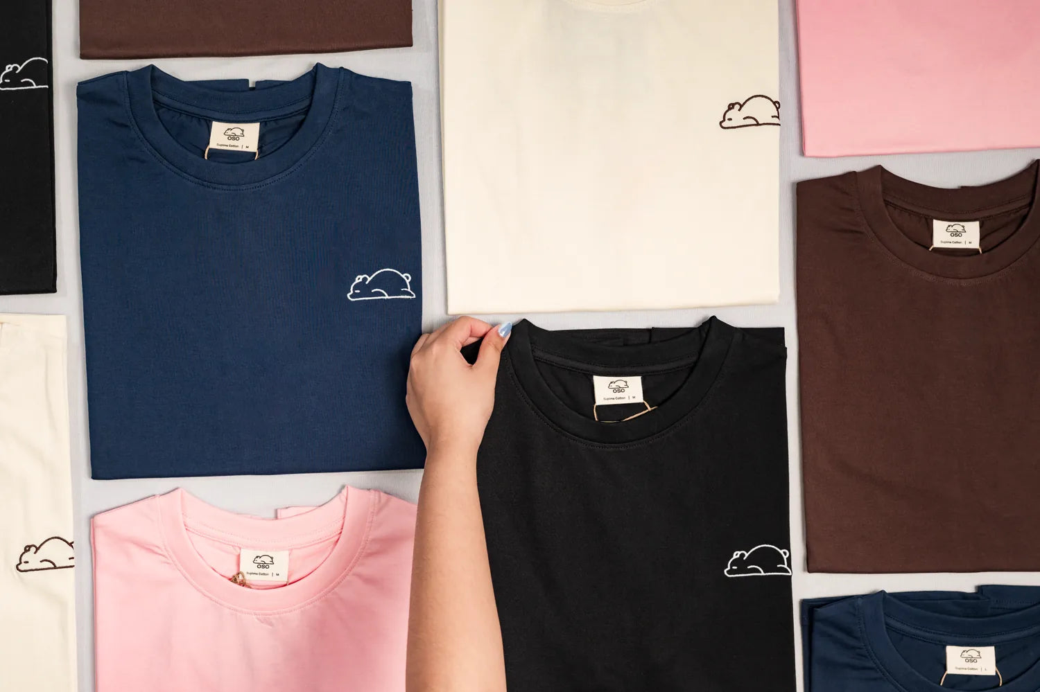 The Bear Tee laid out in every colourway